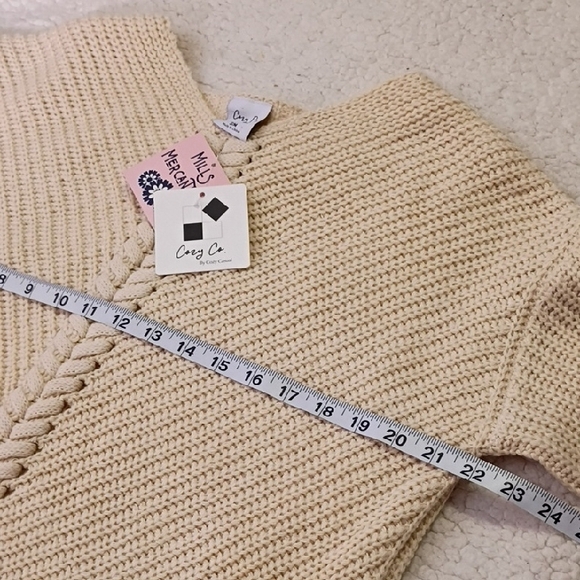 Cozy Casual Cream V-Neck Sweater with Lace-Up Front - Picture 4 of 7